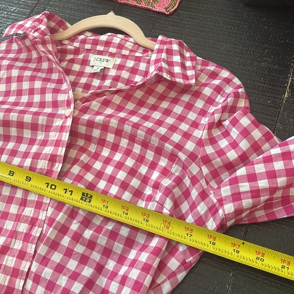 J. Crew Gingham Pink White Button Down Shirt 100% Cotton size Small - Picture 9 of 10
